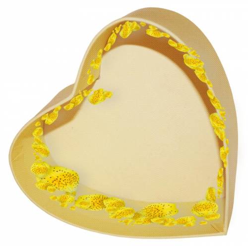 Рамка-сердечко бежевая с желтыми лепестками