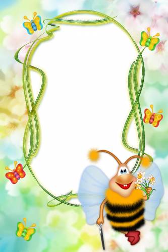 Пчелка с цветами и бабочки