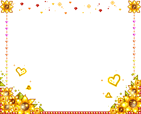 Желтая рамка Цветы и сердечки