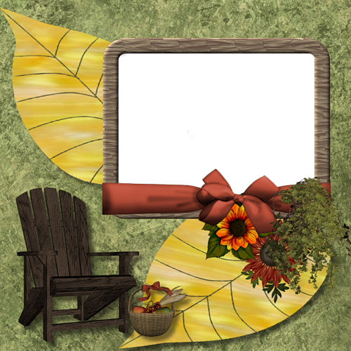 Осень. Рамка с листвой и креслом