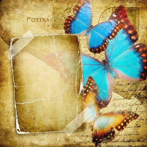 Рамка с голубыми бабочками