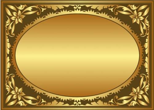 Золотая рамка прямоугольная с овальным вырезом золотым