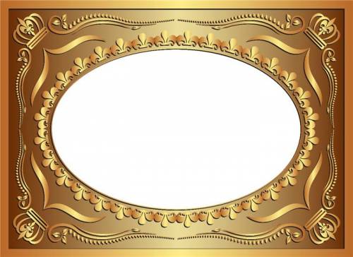 Золотая рамка прямоугольная с овальным вырезом белым