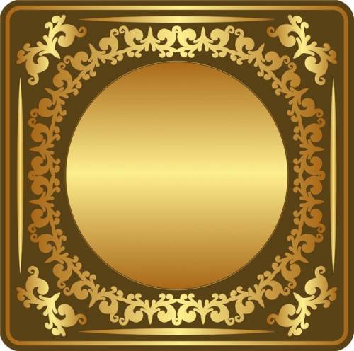 Золотая рамка квадратная с круглым вырезом