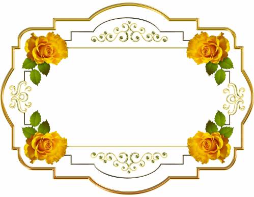 Золотая рамка с желтыми розами