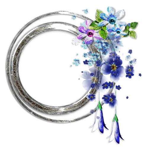 Серебряная рамка с сине-фиолетовыми цветами