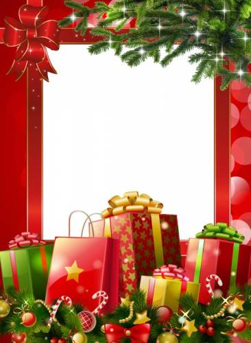 Красная рамка с новогодними подарками