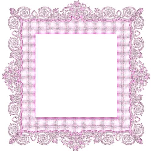 Розовая квадратная рамка кружевная