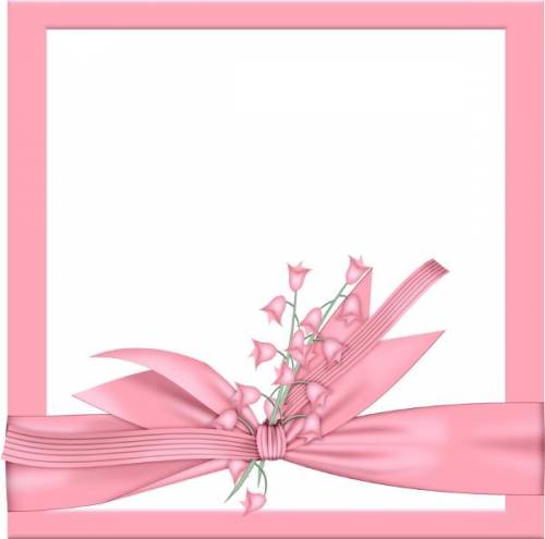 Розовая рамка с розовым цветком и лентой
