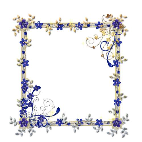Рамка квадратная украшена синими цветочками