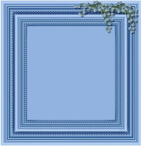 Голубая рамка с нежными цветами