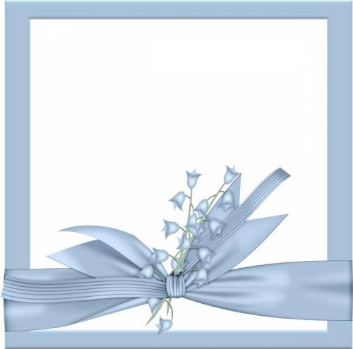 Голубая рамка с голубым цветком и лентой