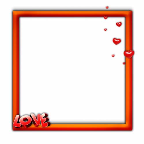 Красная рамка с надписью Любовь и сердечками