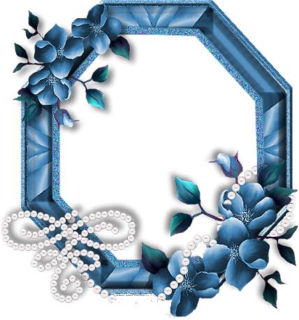 Рамка синяя с цветами и вензелем