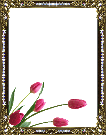 Золотая рамка с камнями и тюльпанами справа (1)