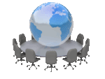 Стол для обсуждений с земным шаром в центре