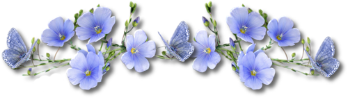 Голубые бабочки на голубых цветах. Разделитель