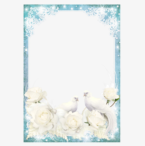 Свадебная рамка для поздравлений с розами и голубями