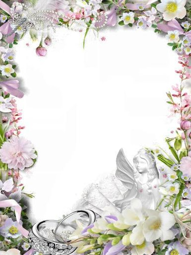 Шаблон свадебной открытки с нежными цветами