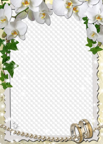 Свадебная рамка для поздравлений с кольцами и орхидеями