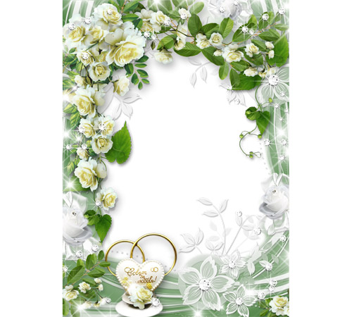 Совет да любовь! Свадебная рамочка с белыми розами