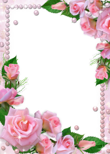 Свадебная рамка для поздравлений с розовыми розами и жемч...
