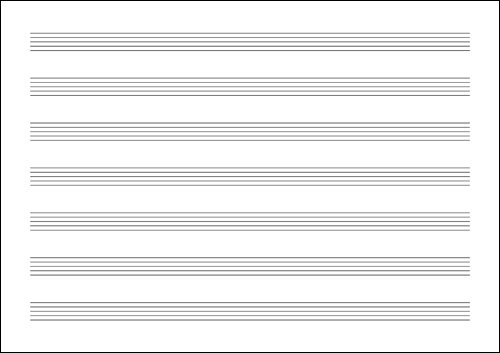 Горизонтальный нотный лист А4 формата