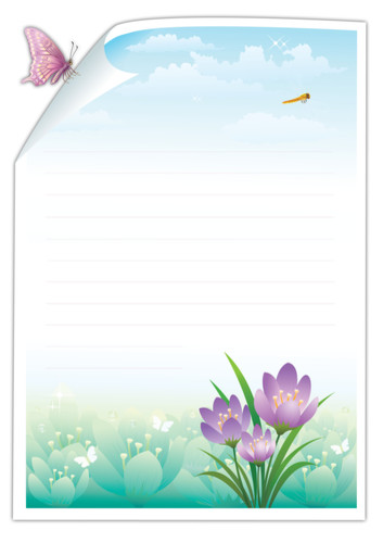 Рамочка для текста с цветами и бабочкой на загнутом уголке
