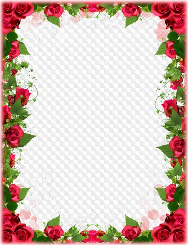 Рамочка на прозрачном фоне с розовыми розами
