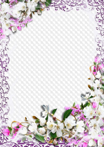 Рамочка с прозрачным фоном для текста с весенними цветами