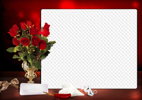 Рамочка с прозрачным фоном для текста с букетом роз