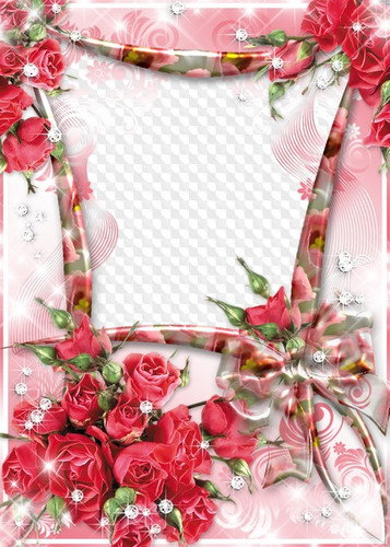 Рамочка с прозрачным фоном для текста с красными розами
