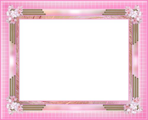Розовая рамка с белыми букетиками цветов в углах