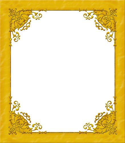 Желтая рамка чркая, с золотым рисунком на уголках
