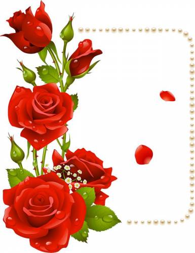 Рамка с красными розами  с левой стороны