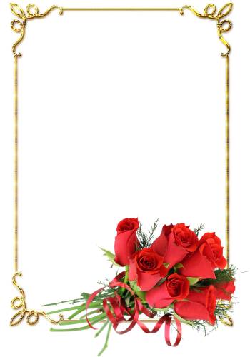 Рамка с красивым букетом красных роз