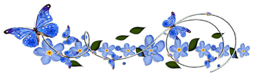 Бабочки над голубыми цветами. Декор
