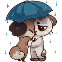 Влюбленные под зонтом в дождь