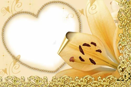 Красивая рамка-сердечко с цветком и золотом