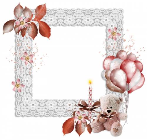 Рамка из белого кружева с цветами и свечкой