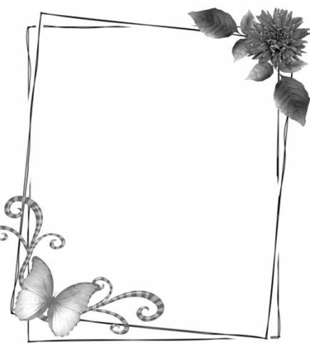 Рамка с серым цветком и бабочкой