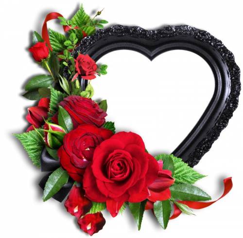 Рамочка в виде сердечка с красными розами