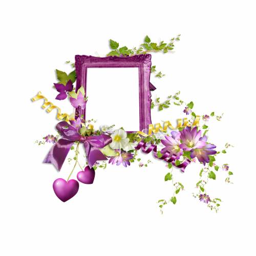 Фиолетовая рамка квадратная с сердечком