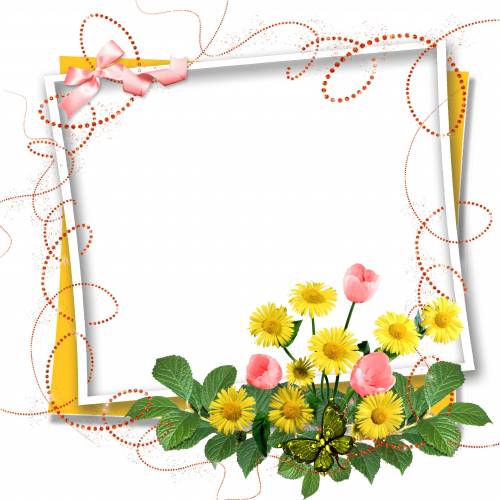Рамка с букетом весенних цветов
