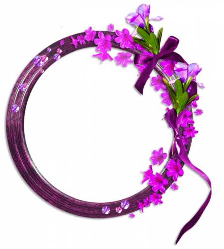 Фиолетовая рамка с цветами и камнями