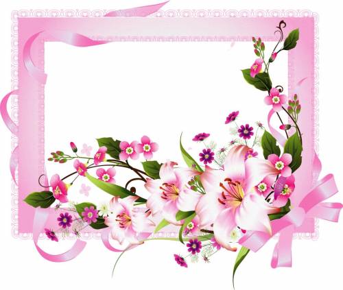 Рамка  для фото розовая с бантом и цветами
