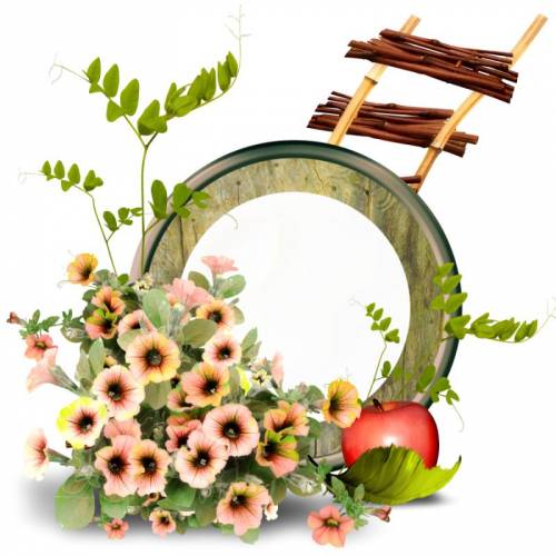 Рамка с цветами и яблоком