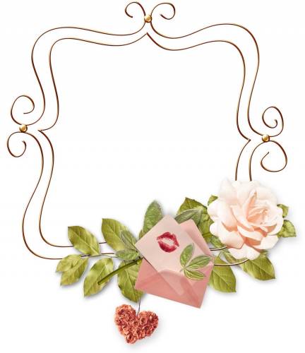 Рамка с розой и письмом с отпечатком женских губ