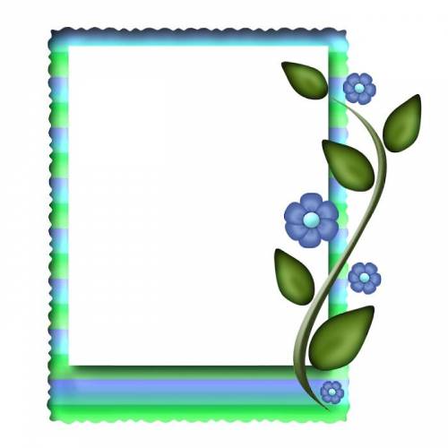 Рамка зелено-голубая с голубыми цветами