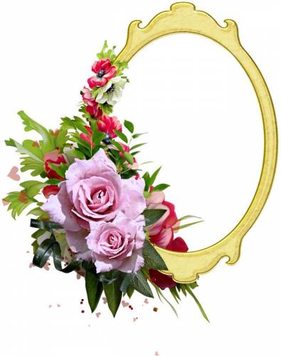 Овальная рамка желтая с розами